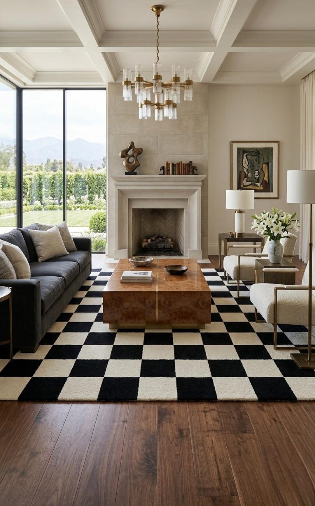 Hand-tufted Wool Checkerboard Rug – Black White Modern Carpet for ...