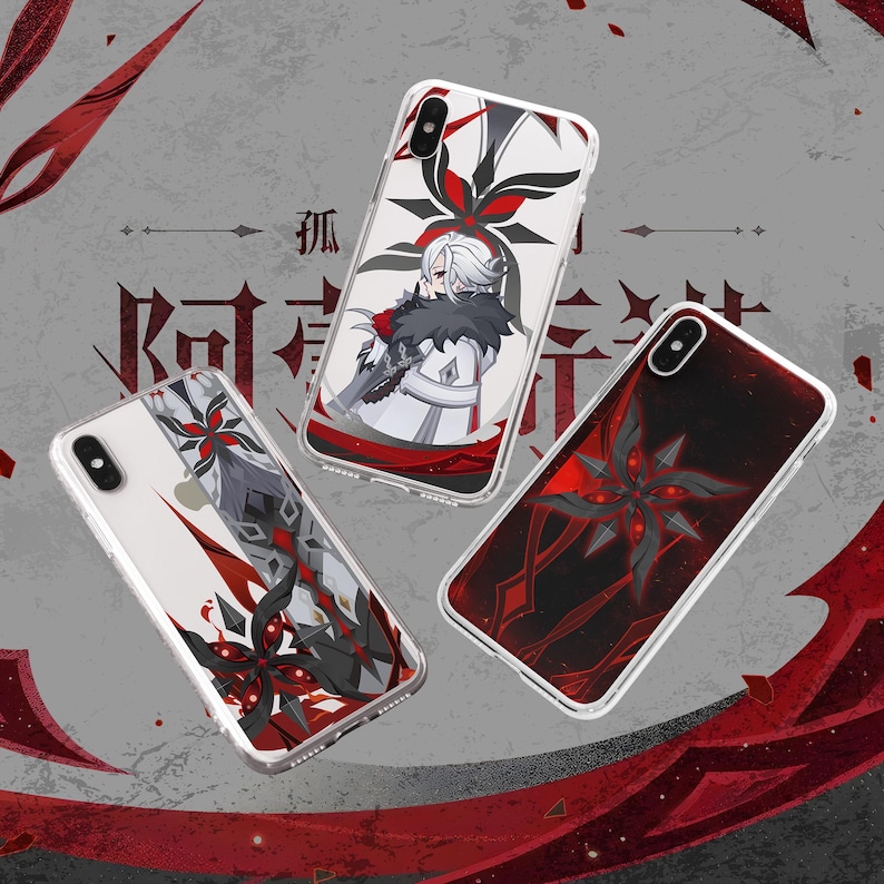 Arlecchino the Knave Genshin Impact Game Phone Case Glass, Soft TPU & Black Matte UV Printed Cover for iPhone Samsung Android image 1