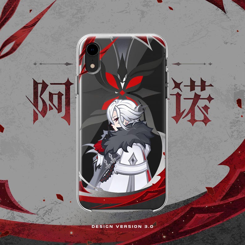 Arlecchino the Knave Genshin Impact Game Phone Case Glass, Soft TPU & Black Matte UV Printed Cover for iPhone Samsung Android 3.0