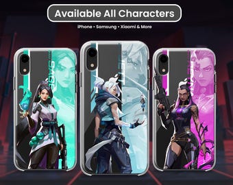 Valorant Phone Case Jett Sage Reyna Killjoy Viper Clove Omen Cypher Phoenix Raze Neon Chamber Fade Anime iPhone Samsung Cover Gamer Gift