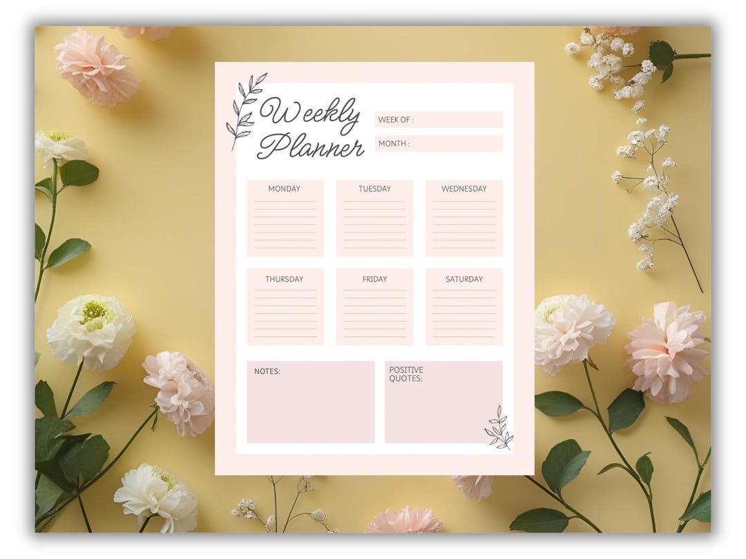 Pink Weekly Planner Template | Organize the Week - Etsy