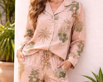 Hand Block Printed Cotton Pajama Set | Floral Lounge Wear