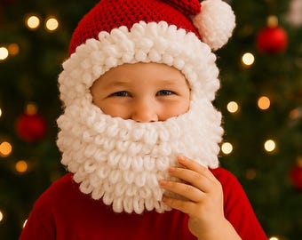 Crochet Santa Beard & Hat Pattern PDF | Christmas Crochet Pattern | Multiple Sizes Baby to Adult | Instant Download
