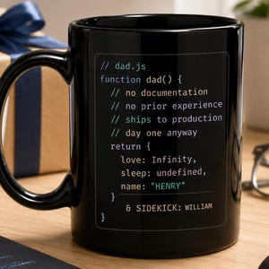 Personalized Dad.js Mug, Funny Programmer Dad Gift, Custom Name Mug, Coding Dad Mug, Sidekick Mug for Dad, Father’s Day Gift, Gift for Dad