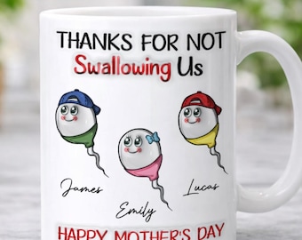 Mug maman personnalisée, Merci de ne pas nous avoir avalés, Mug personnalisé prénoms d'enfants, Mug à café pour maman, cadeau fête des mères, cadeau pour maman, grand-mère, maman