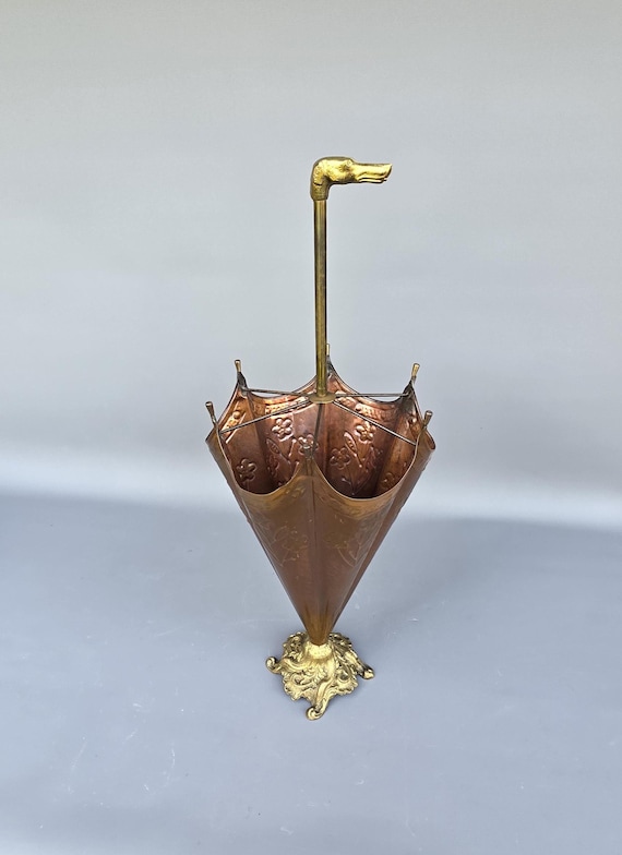 Vintage Copper/brass Dog Umbrella Stand, Victorian Style, 1940s ++