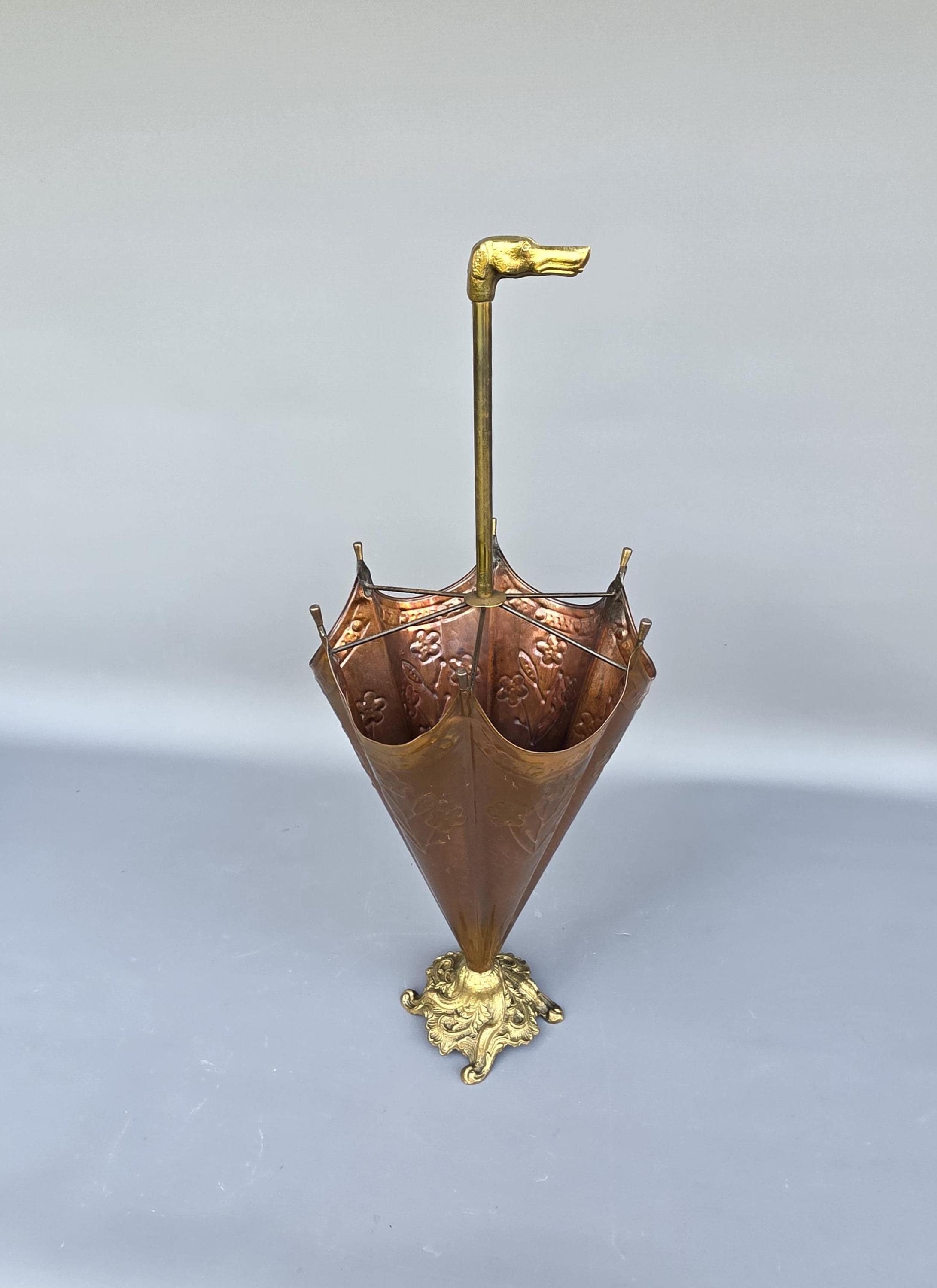 Vintage Copper/brass Dog Umbrella Stand, Victorian Style, 1940s ++