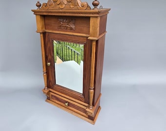 Large antique French wooden bathroom / apothecary / medicine wall-cabinet ++