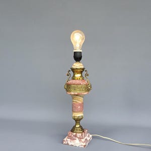 Rare antique French marble column table lamp, Empire syle ++