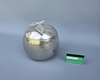 Vintage Italian Modernist brushed aluminum "Apple" ice bucket ++