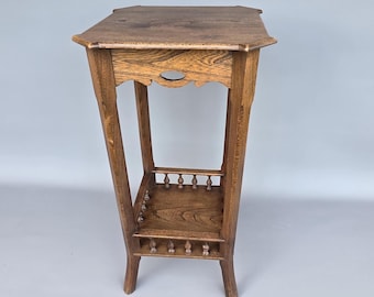 Elegant antique French oak side table / plant stand, Art Nouveau style ++