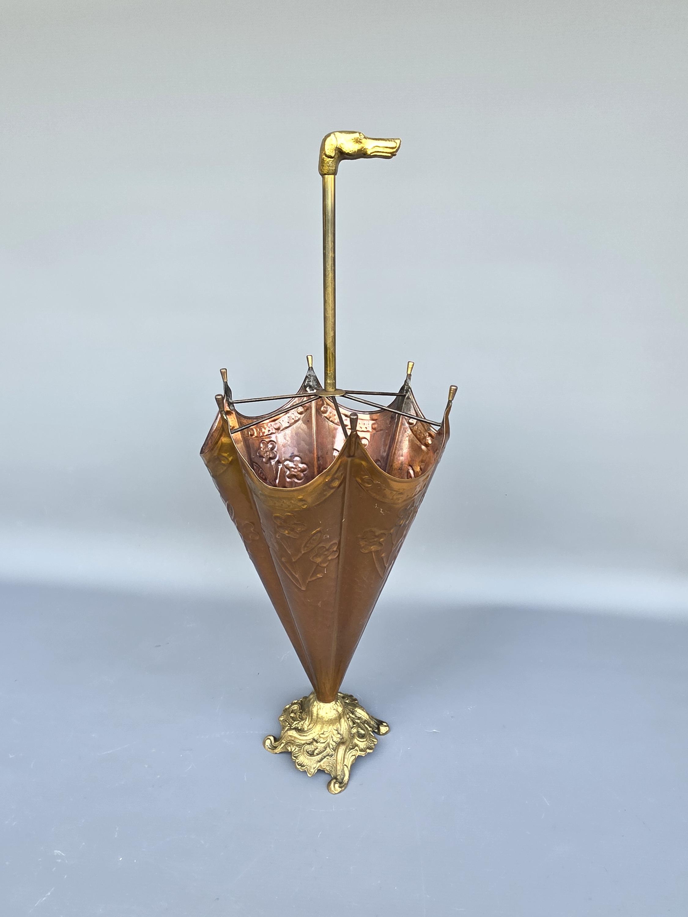 Vintage Copper/brass Dog Umbrella Stand, Victorian Style, 1940s ++