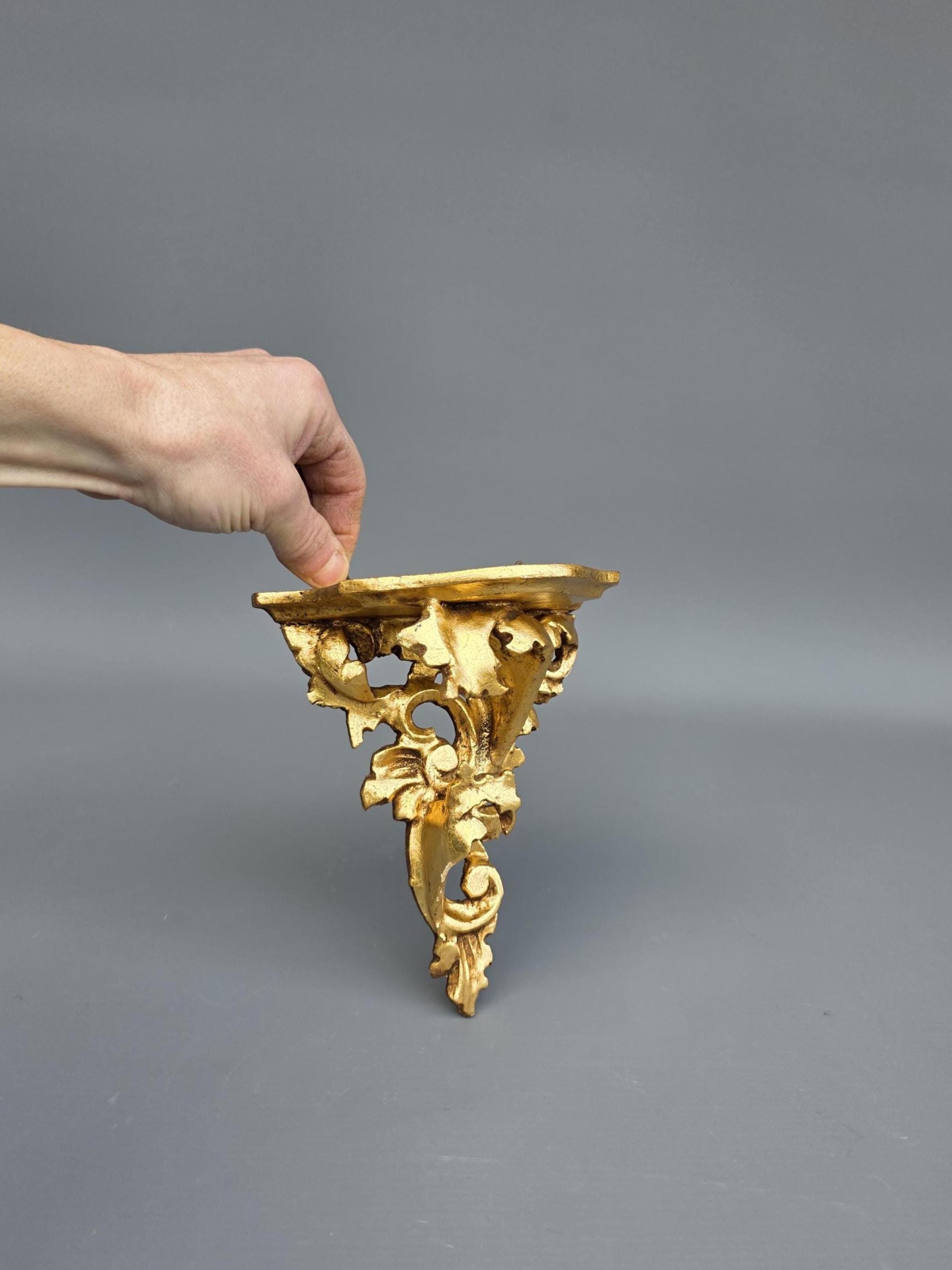 Élégante Petite Étagère Murale Antique Italienne/Allemande De Style Néo-Rococo En Bois Sculpté ++