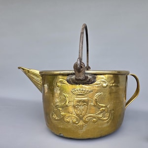 Rare antique French copper firewood storage pot ++