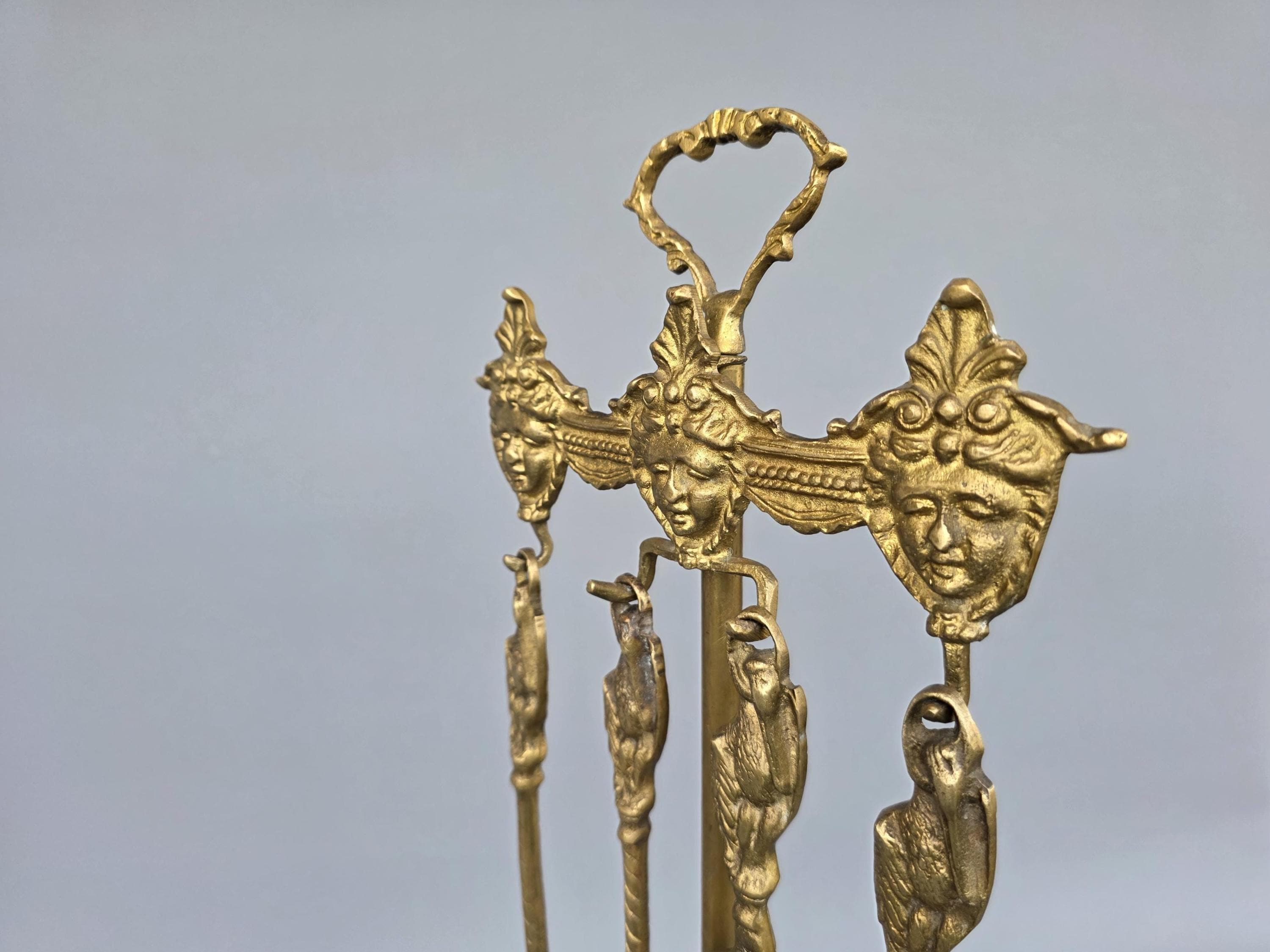 Vintage MCM Brass Fireplace Broom Brush 13" Long - View #3