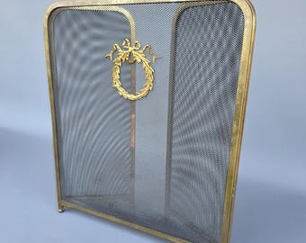 Dreifacher französischer Kaminschutz aus Messing/Metall im neoklassizistischen Stil ++