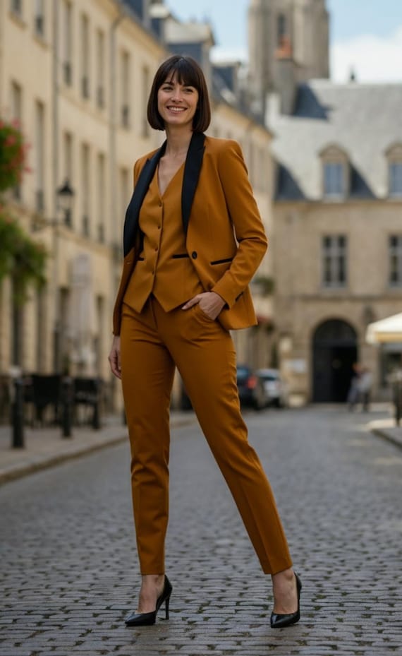 mustard yellow yellow tuxedo dress