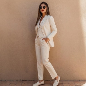 ladies cream dress suit Cream 3 Piece Suit Holland & Sherry