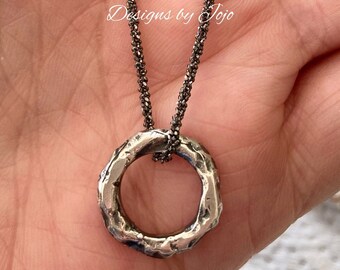 Meteor Charm Oxidised Sterling Silver Unisex Necklace