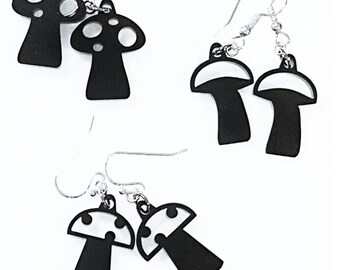 Mushroom earring, Acrylic earring, Black mushroom, Cute mushroom laser cut charm Dangle earrings