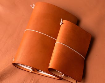 Handmade Leather Notebook Cover: Refillable A5 A6 Journal