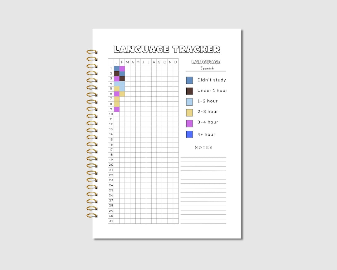 Language Tracker | A4 & A5 Sizes | DIY Design for Students | PRINTABLE ...