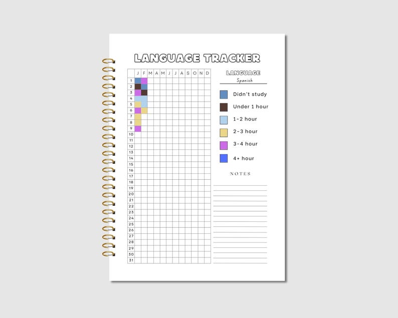 Language Notebook Tracker Language Tracker | A4 & A5 Sizes | DIY Design for Students | PRINTABLE ...