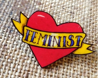 Feminist tattoo heart badge