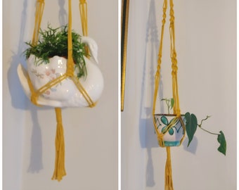 Mustard handmade macramé plant hanger
