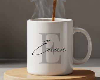 Monogram Initial Name Mug, Coffee Mug, Customized Name Mug, Personalized Mug, Custom Gift, Birthday Gift, Mama Gift, Holiday Gift