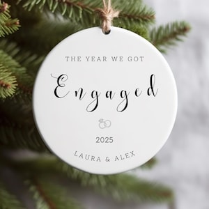 Engaged Ornament 2025 - Custom Engagement Ornament with Names & Date - Personalized Wedding Ornament