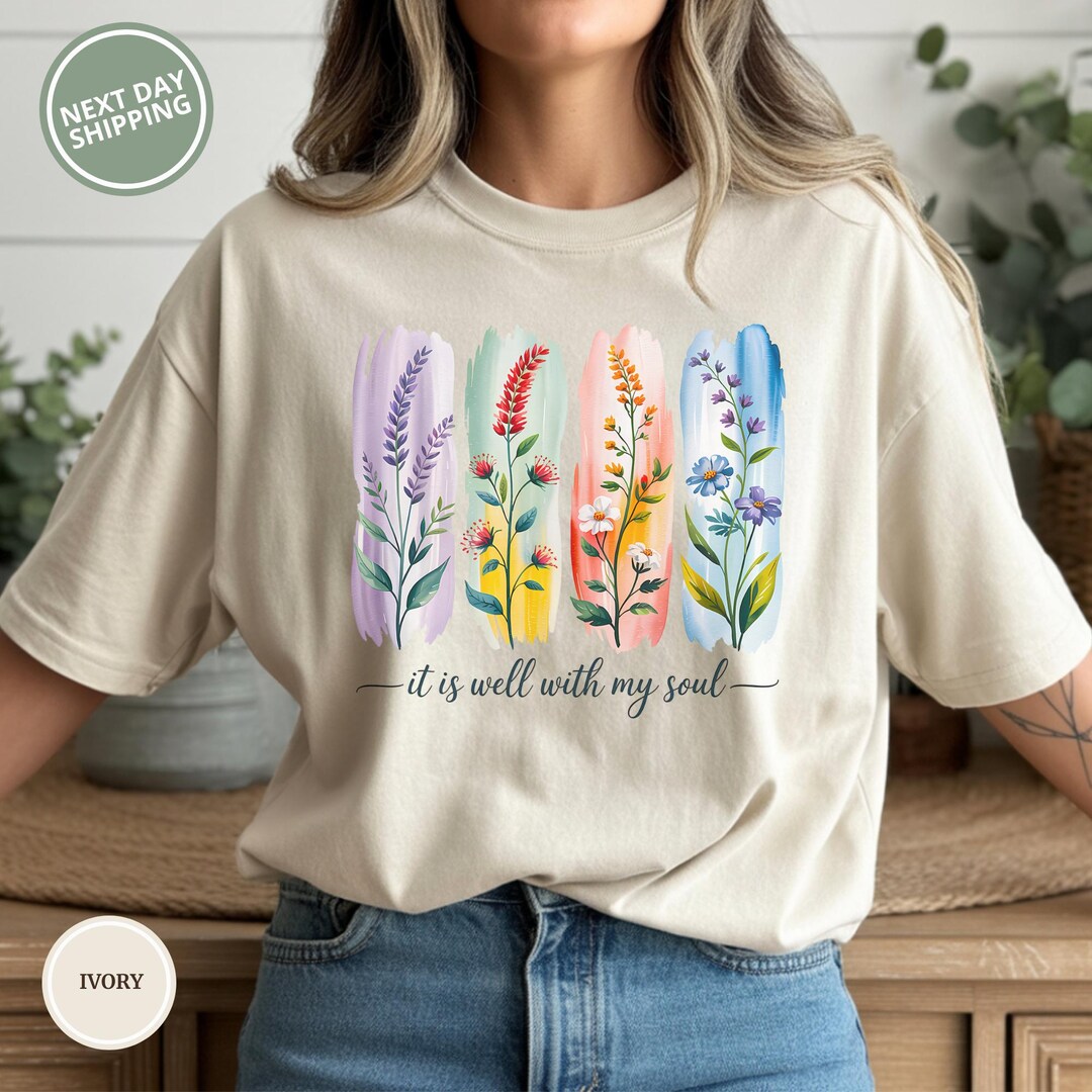 Comfort Colors Floral T-shirt: Vintage Botanical Wildflower Graphic Tee ...