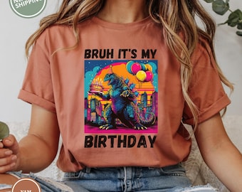 Godzilla Birthday Shirt: Comfort Colors® Funny Party Design Tshirt, 100% ring-spun S-4XL