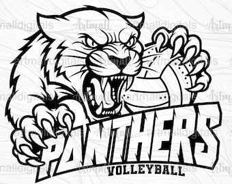 Panthers Volleyball Svg, Panthers Volleyball Mascot Logo, Panthers svg, School Spirit svg, Panthers svg, Panther Head Design svg