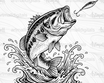 Schwarzbarsch Angeln SVG, Barsch Download, Big Mouth Bass Design, Barsch Fischen SVG, Angeln SVG, Barsch Fischen Clipart - Barsch Png