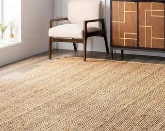 Handmade Braided Jute Rug, Eco Friendly Boho Decor, Custom Size