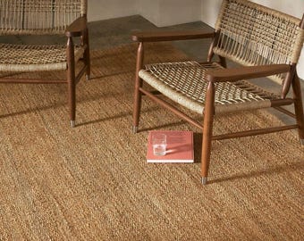 Handmade Hemp Jute Area Rug - Geometric Boho Farmhouse Decor