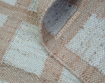 Handmade Hemp Jute Area Rug – Geometric Woven Rug, Boho Farmhouse