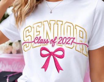 Senioren 2027 png-set, klas 2027 senioren meisjes, afgestudeerde 2027 png, shirt middelbare school senior, senior 2027 namaakborduurwerk png
