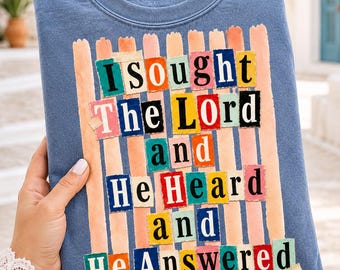 I Sought The Lord PNG Bundle, Christian Trendy Preppy Striped Sublimation Design, Faith Based Design, Religious Gift PNG, Bible Verse PNG