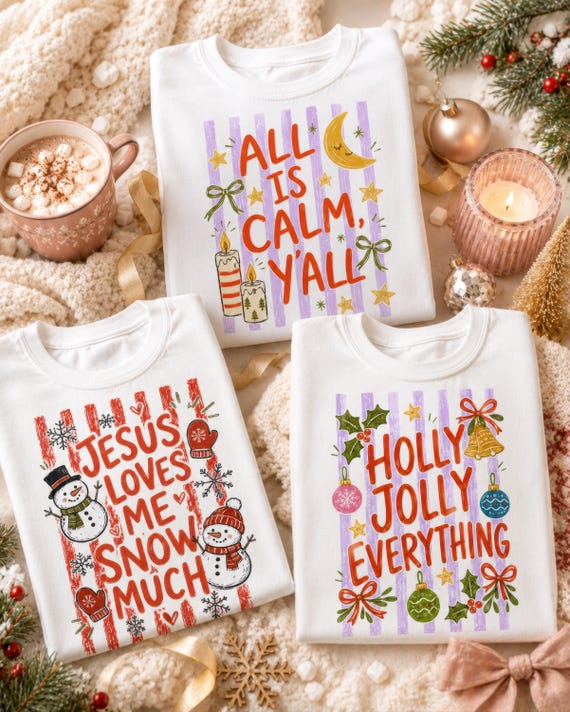 Striped Holiday PNG Bundle, PNGs for Holiday Tshirts, Whimsical Christmas PNG, Cozy Holiday Sublimation, Cute Christmas PNG for Shirt