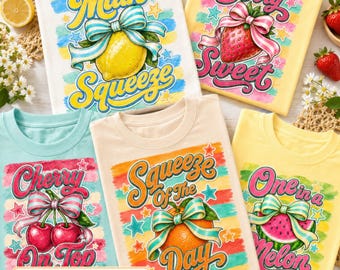 Retro fruit png-bundel, zomer-pod ontwerp, schattig fruit clipart-bundel, fruit slogan png-set, aquarel streep achtergronden, fruit clipart set