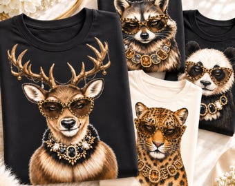 Diva Animal PNG Bundle, Glam Animals PNGs, Stylish Animals Sublimation, Preppy Leopard PNG, Bling Design, Boujee PNG, Trendy Animal Art