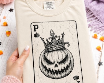 Jack O Lantern PNG, For Halloween POD Sellers, King Pumpkin Playing Card Art, Vintage Halloween POD Shirt