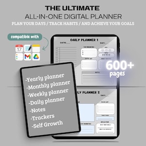 Digital Planner | All-in-One iPad Planner | Daily Weekly Monthly Planner | Hyperlinked PDF | GoodNotes Notability Planner