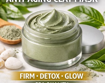 Mineral Clay Face Mask with peptides, Firming Detox, Green Tea Anti-Aging Spa Treatment