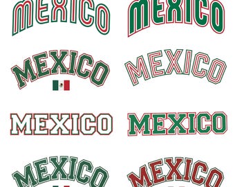 Paquete de 10 imágenes PNG de estilo universitario mexicano, tipografía mexicana en formato SVG, orgullo mexicano estilo preppy en formato SVG, recuerdos de viaje a México en formato SVG, archivo de corte para Cricut, descarga digital.