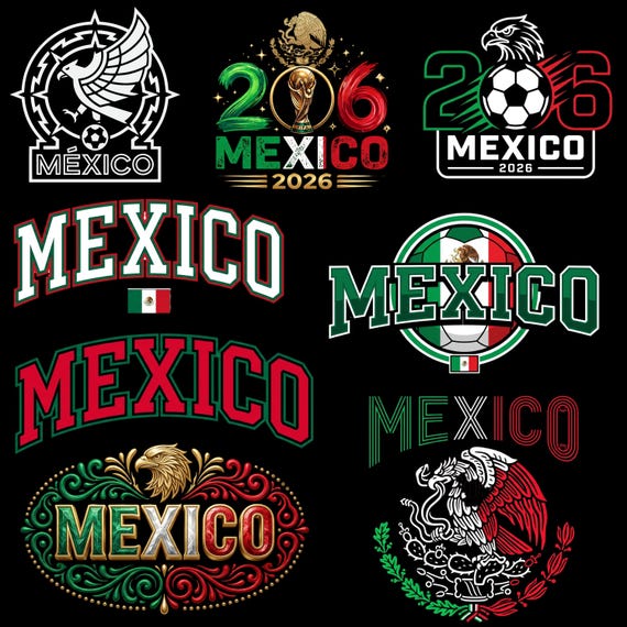 12 Mexico Soccer Logo SVG Png, Soccer svg, Mexican Soccer, Futbol SVG Layered Vector Files, Great for TShirts, Cricut cut files, Dxf,Eps