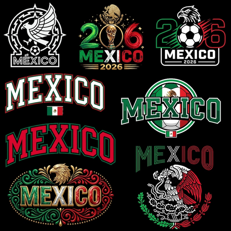 12 Mexico Soccer Logo SVG Png, Soccer svg, Mexican Soccer, Futbol SVG Layered Vector Files, Great for TShirts, Cricut cut files, Dxf,Eps image 1
