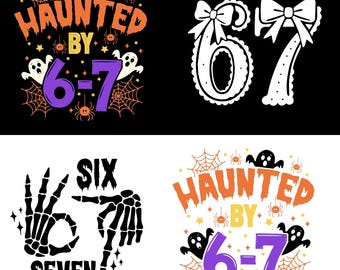 Haunted By 6-7 Halloween Math Teacher Ghost SVG PNG Funny Spooky Spider Web Digital Design for Teachers Students Classroom